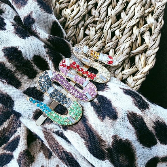 Snake Studded Multicolor Hair Slide/Hair Pin - Picture 3 of 4